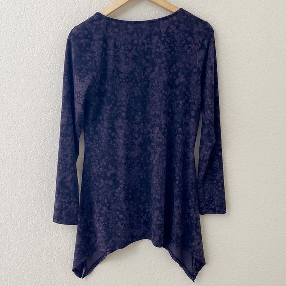 Soma Tunic Top Size Medium Dark Purple Black Shark Bite Hem - Picture 3 of 3